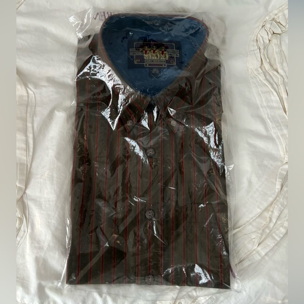 NWT RL gorgeous brown and red button up size 16 1/2 * 33 👔 👨